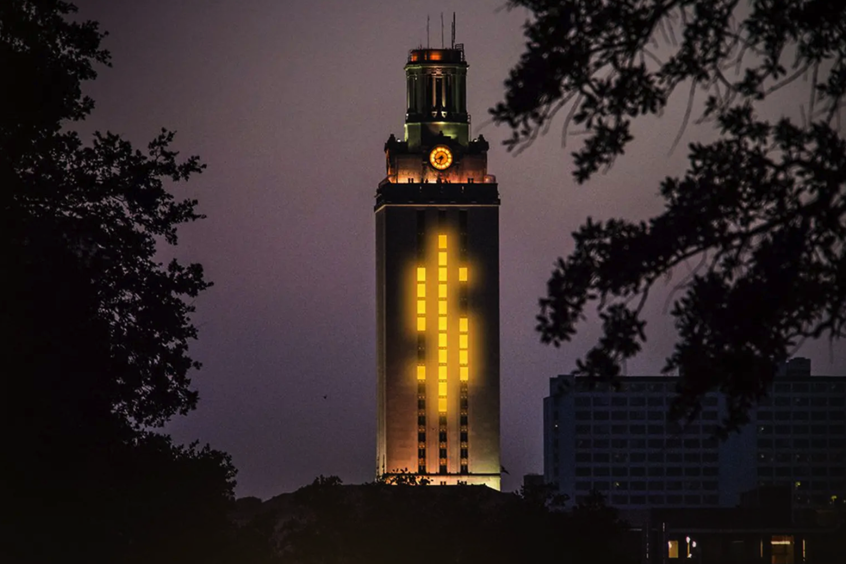 University of Texas Tower with money iconographic